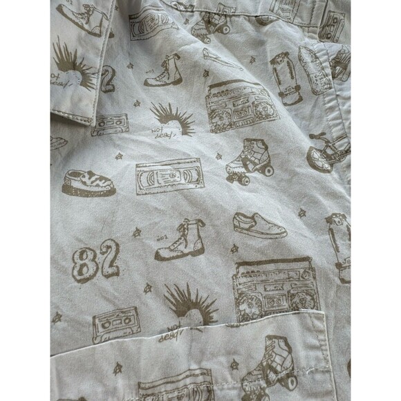 No Hype Button Up Short Sleeve 80s Theme Shirt‎ Men’s XL - FAINT STAINS - Picture 7 of 9